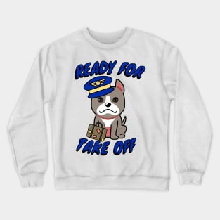 Cute grey dog is a pilot Crewneck Sweatshirt